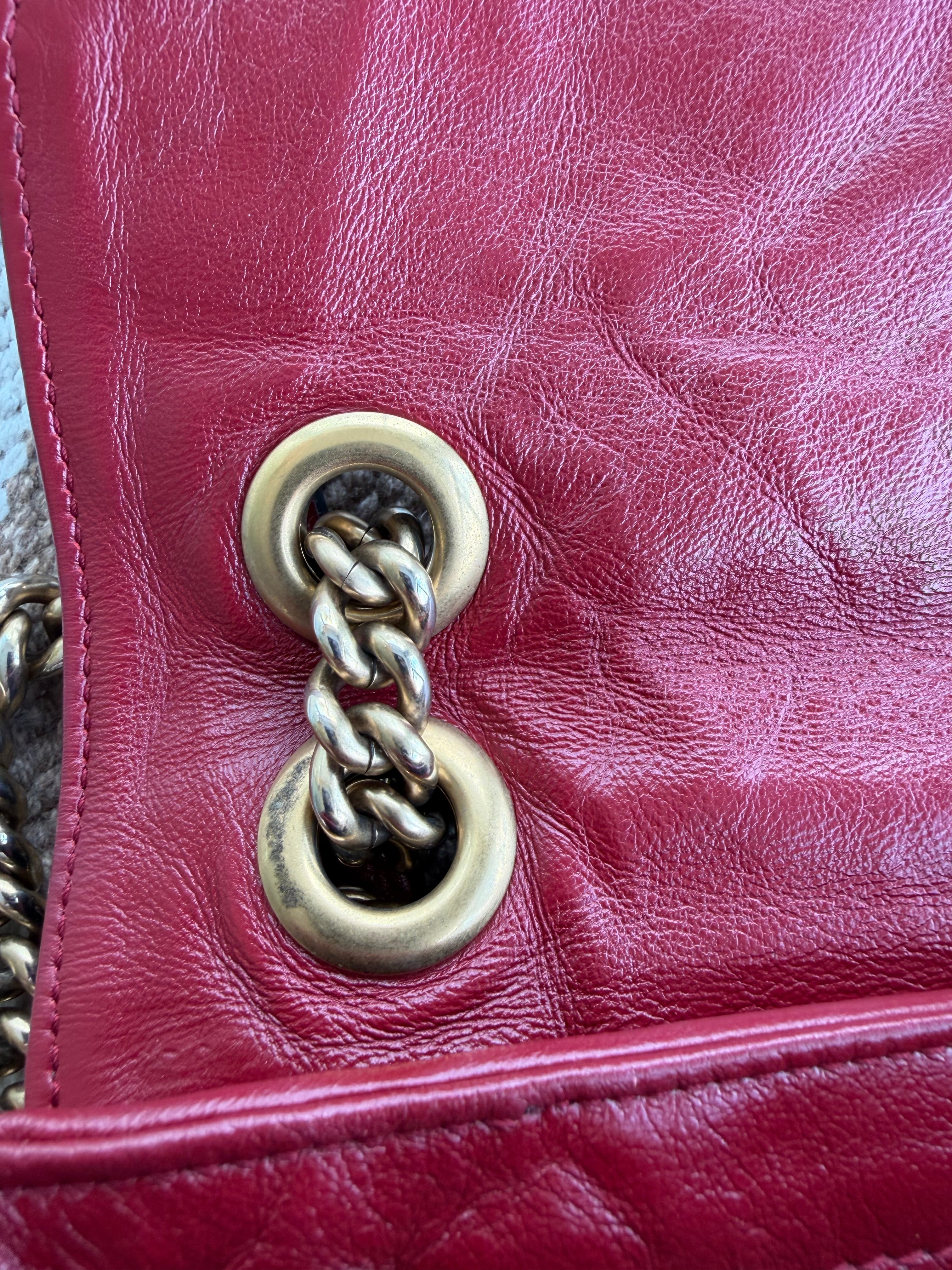 Gucci Vintage Effect Calfskin Matelassé GG Marmont Shoulder Bag