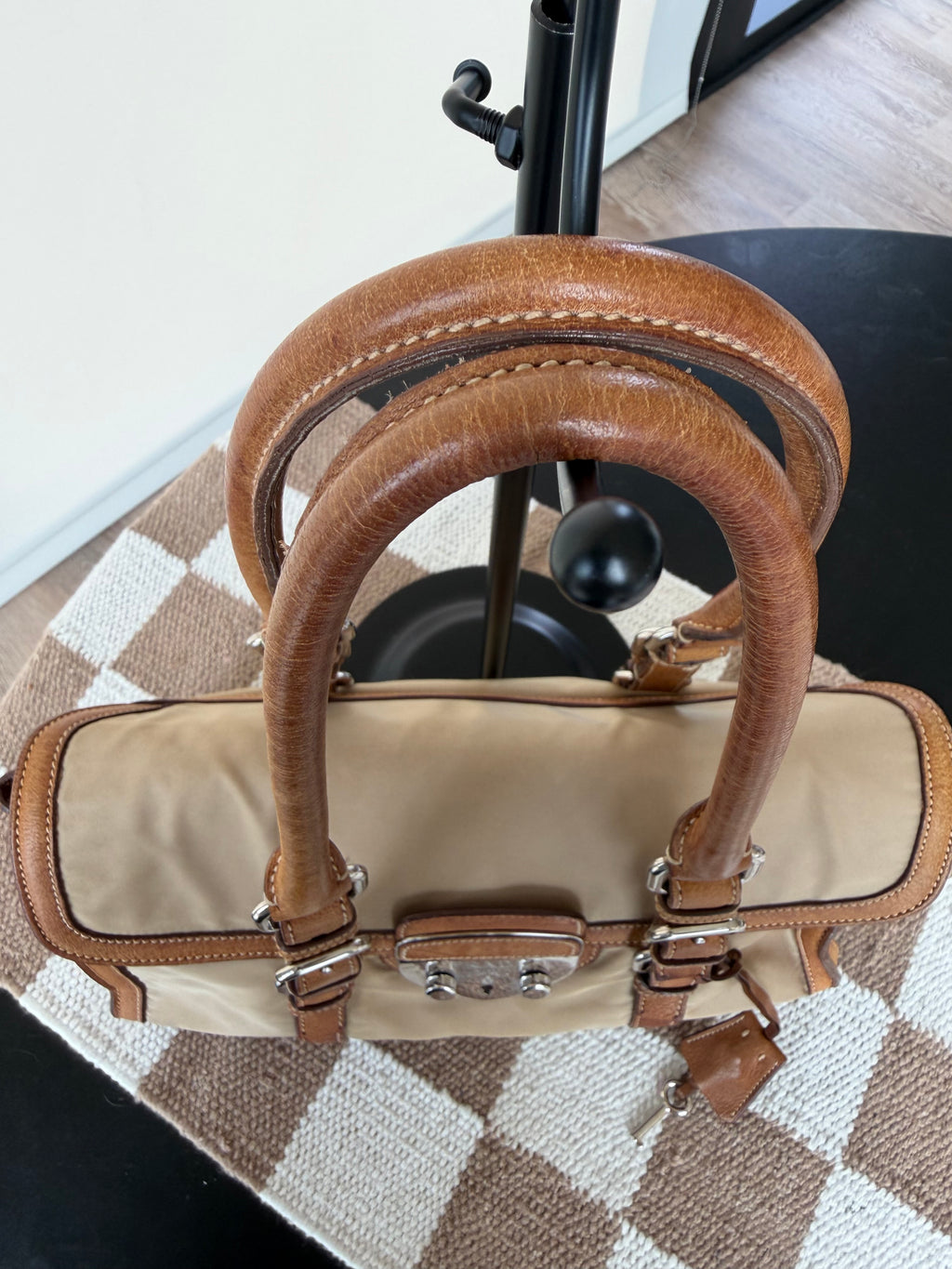 Prada Vintage Tessuto Nylon Vitello Foldover Satchel