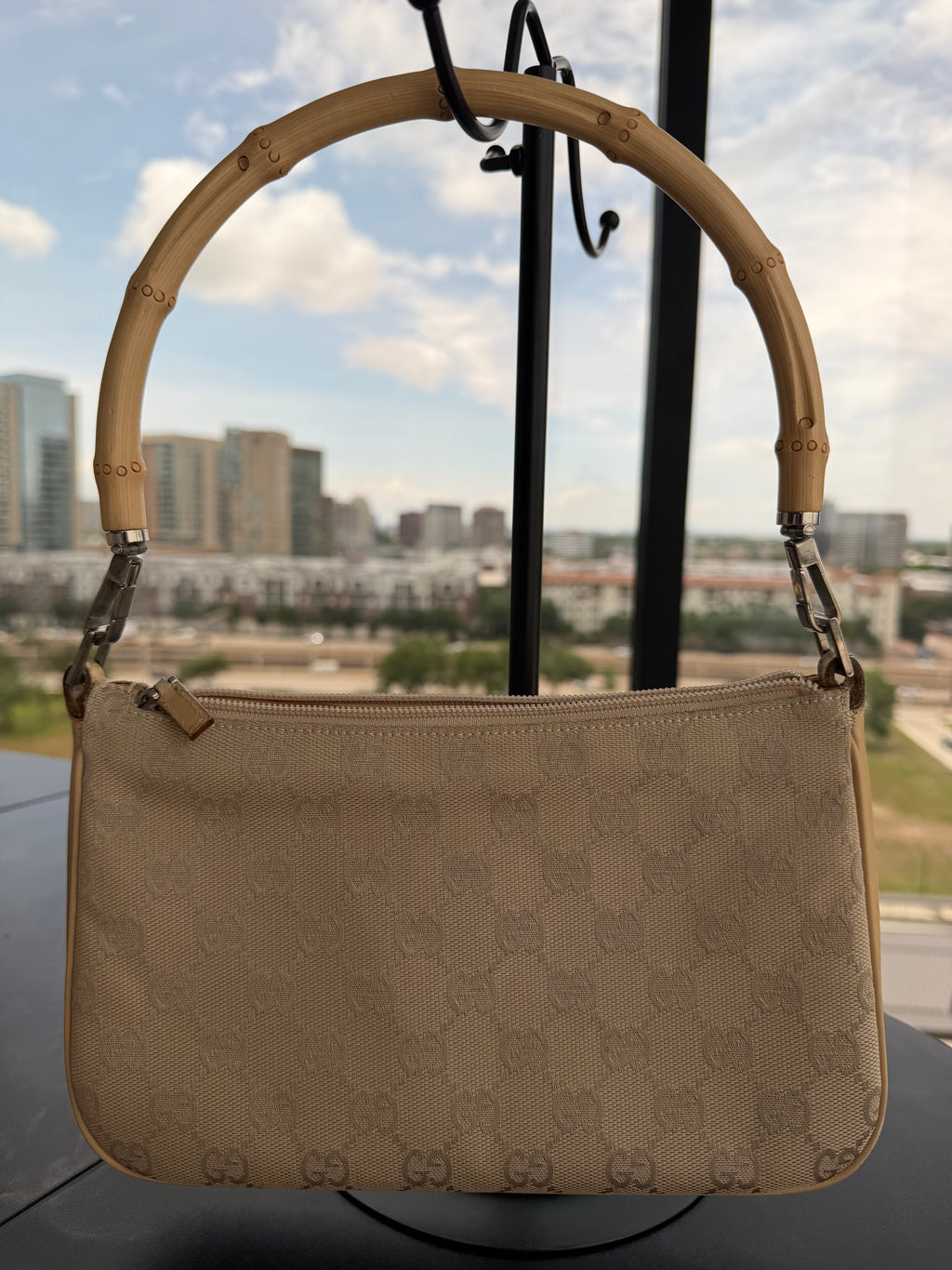 SOLD - Gucci Vintage GG Canvas Bamboo Handle