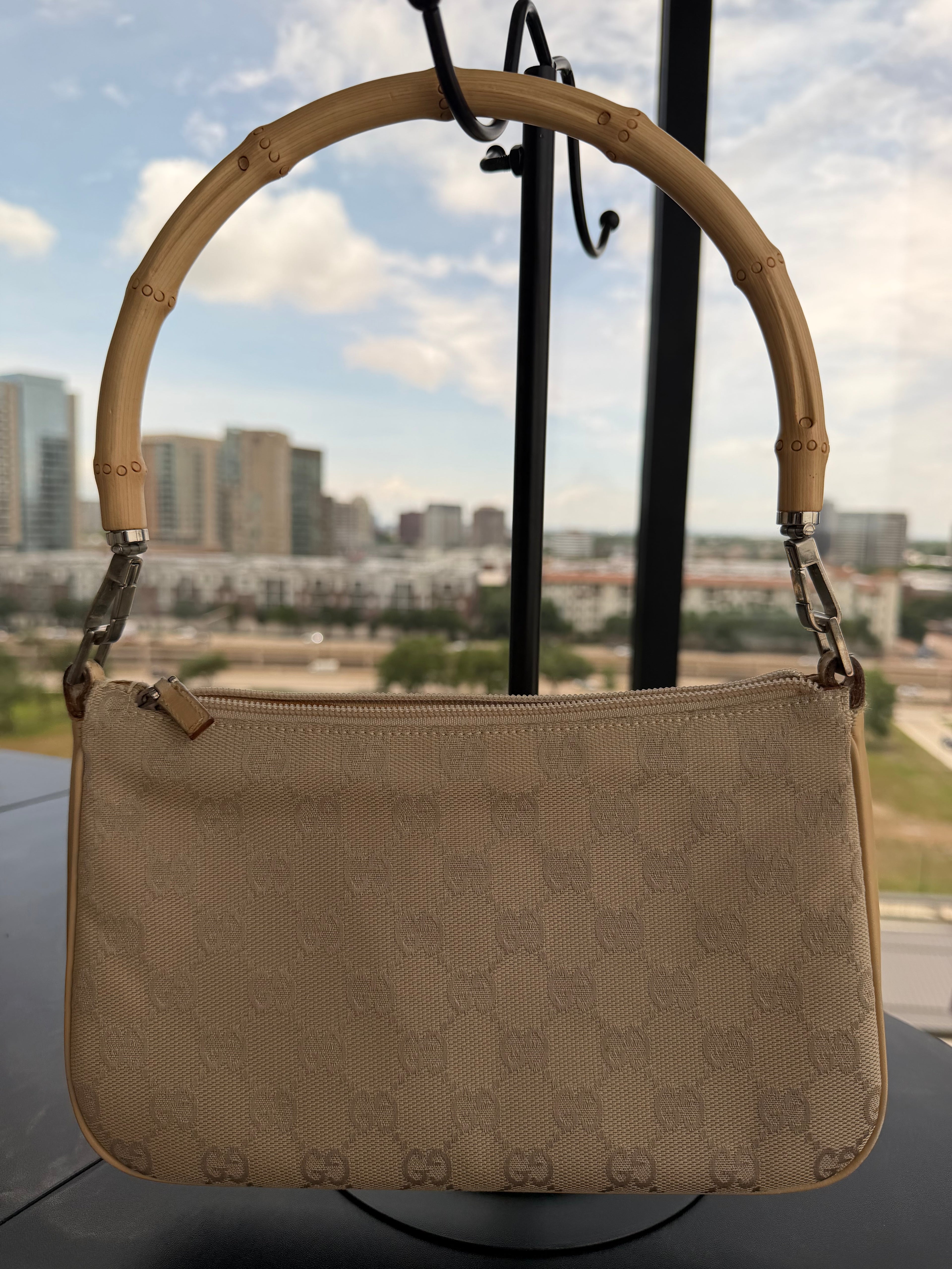 SOLD - Gucci Vintage GG Canvas Bamboo Handle
