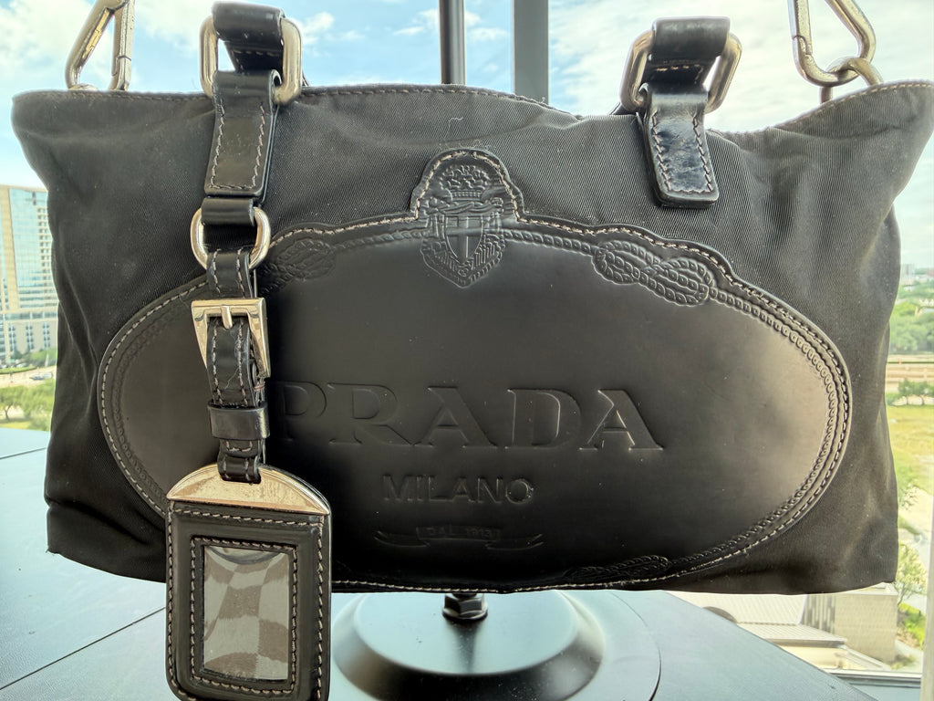 Prada Milano Nylon & Leather Top Handle/ Crossbody Bag