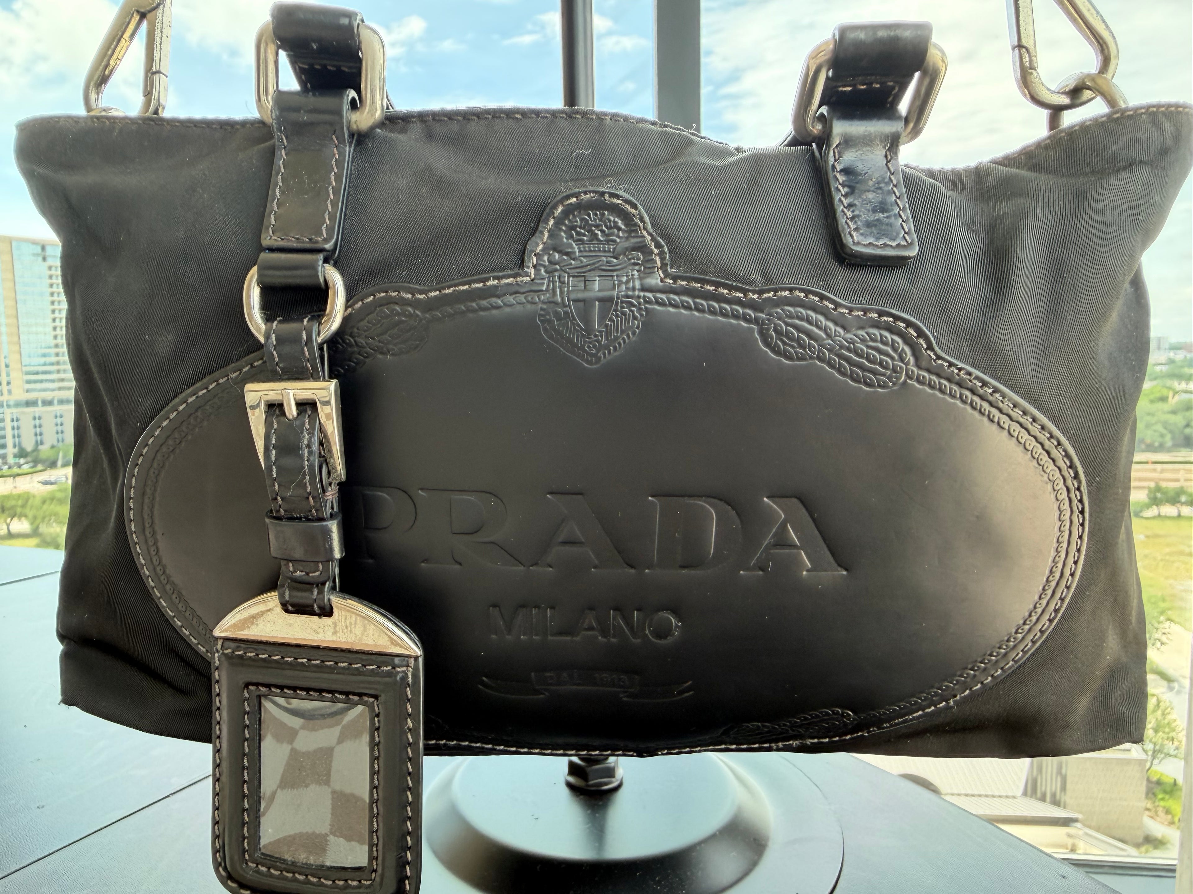 Prada Milano Nylon & Leather Top Handle/ Crossbody Bag