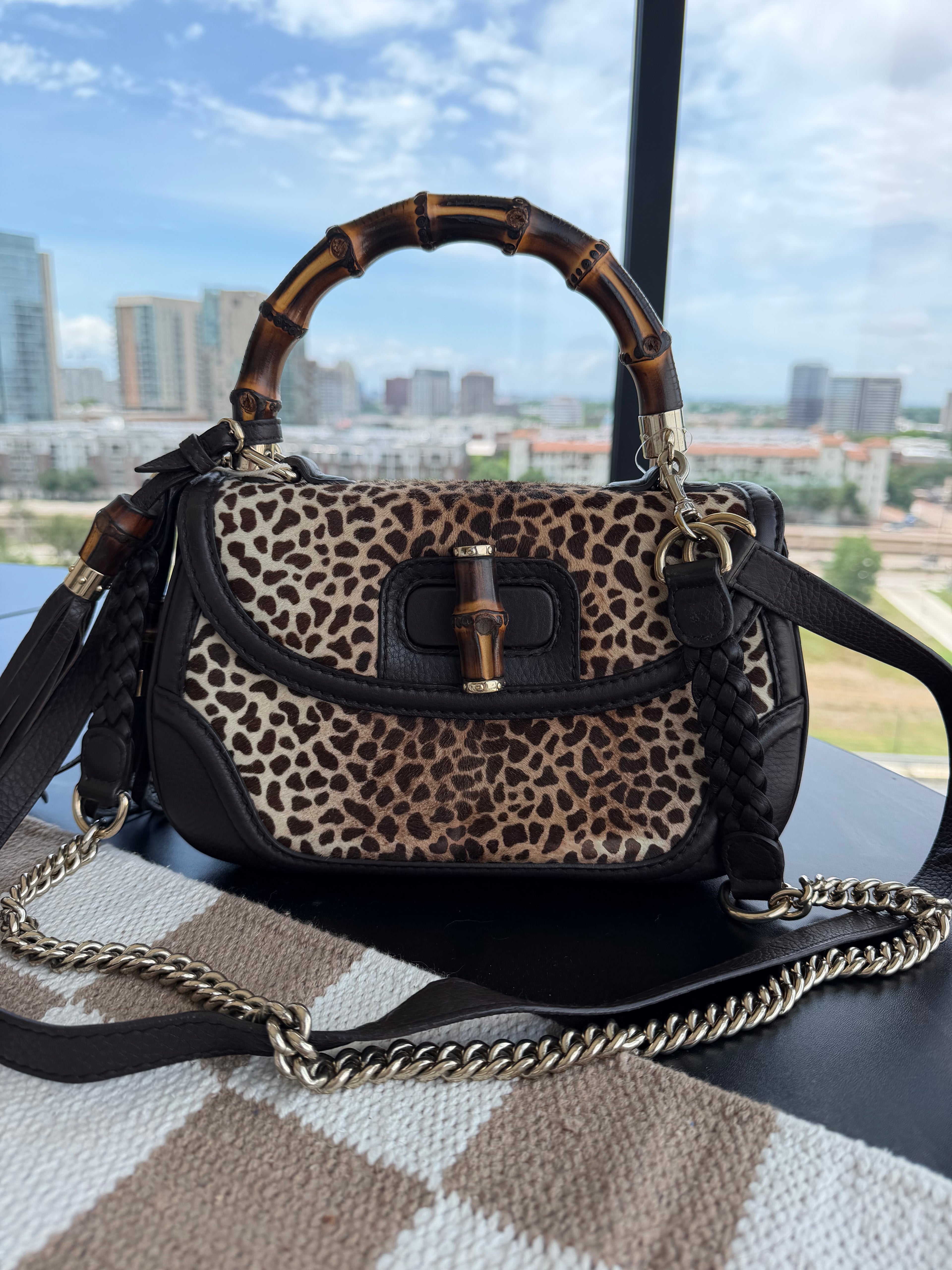 Gucci Pony Hair Bamboo Handle Bag