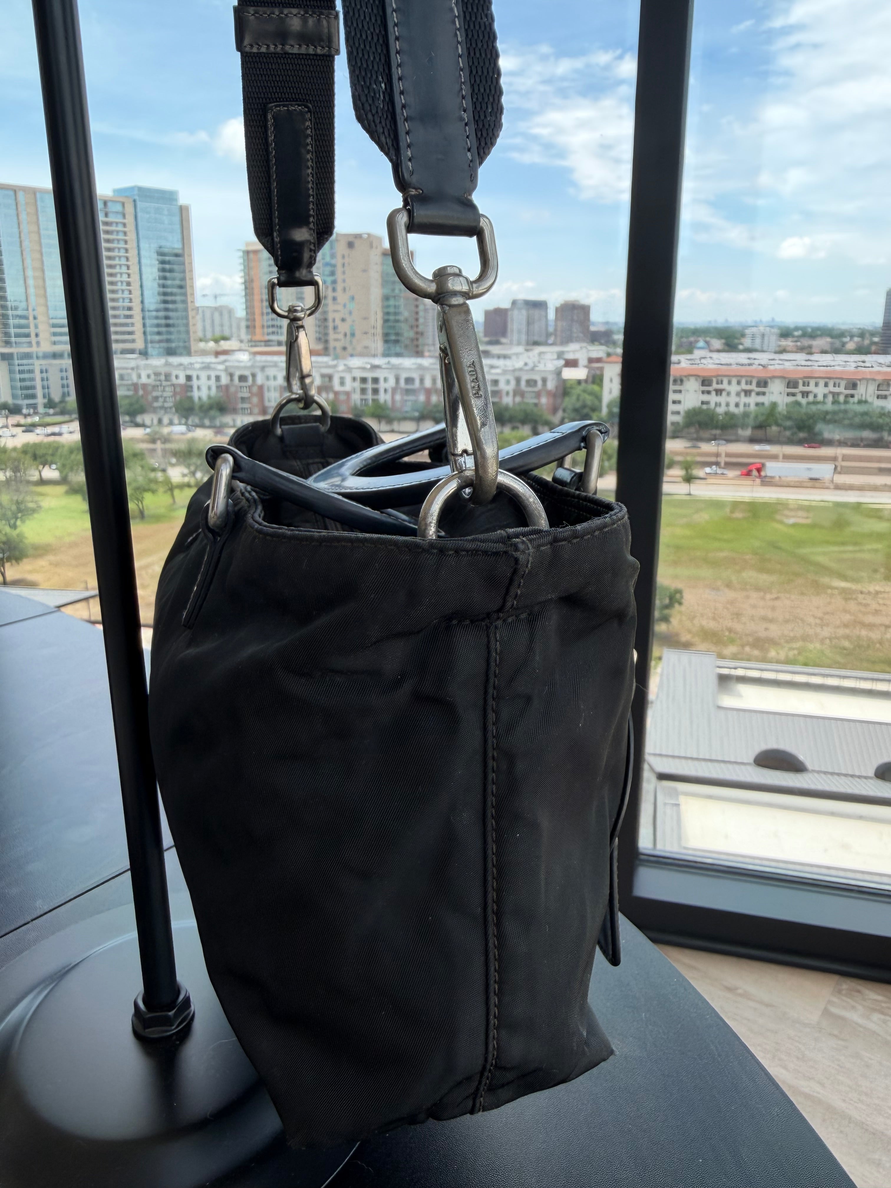 Prada Milano Nylon & Leather Top Handle/ Crossbody Bag