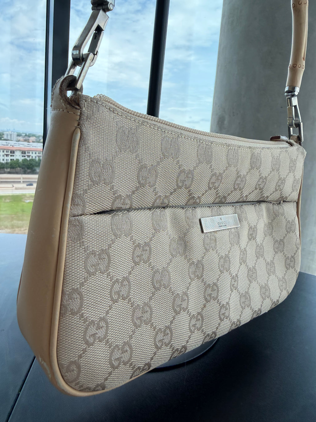 SOLD - Gucci Vintage GG Canvas Bamboo Handle