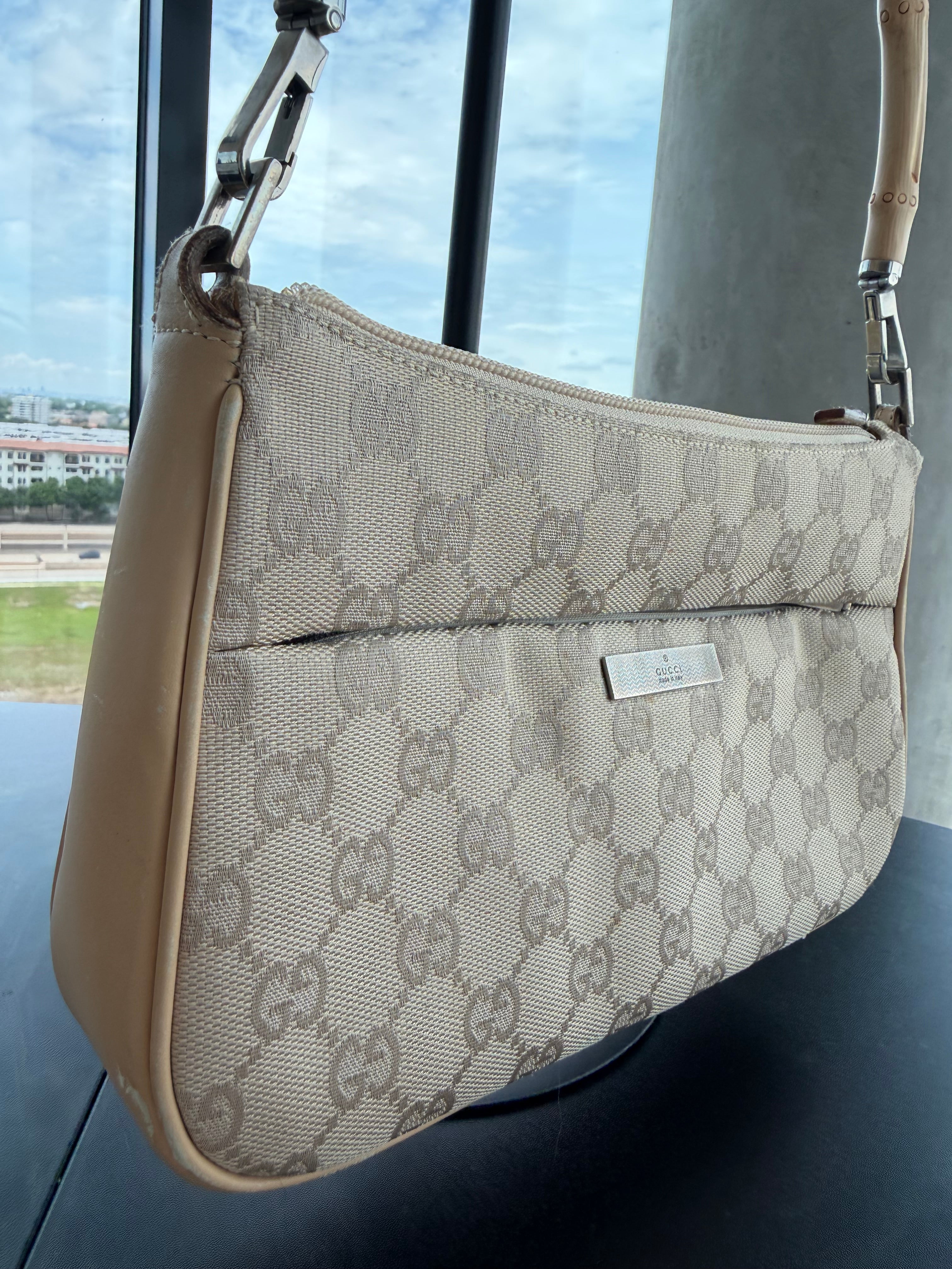 SOLD - Gucci Vintage GG Canvas Bamboo Handle