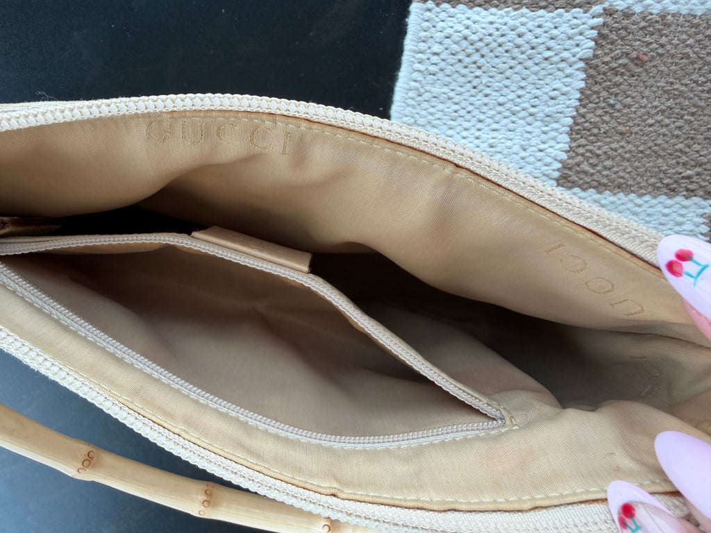SOLD - Gucci Vintage GG Canvas Bamboo Handle