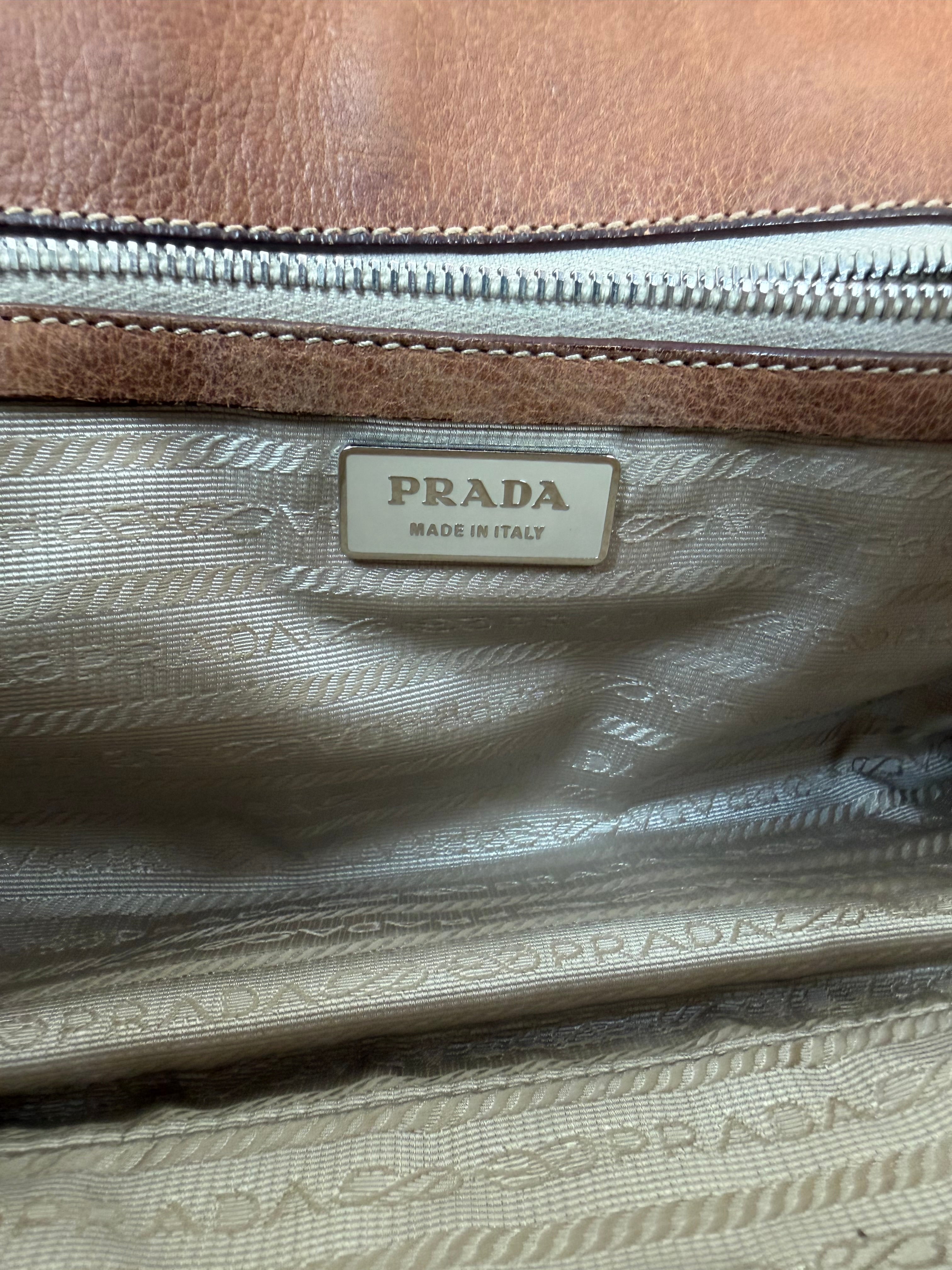 Prada Vintage Tessuto Nylon Vitello Foldover Satchel