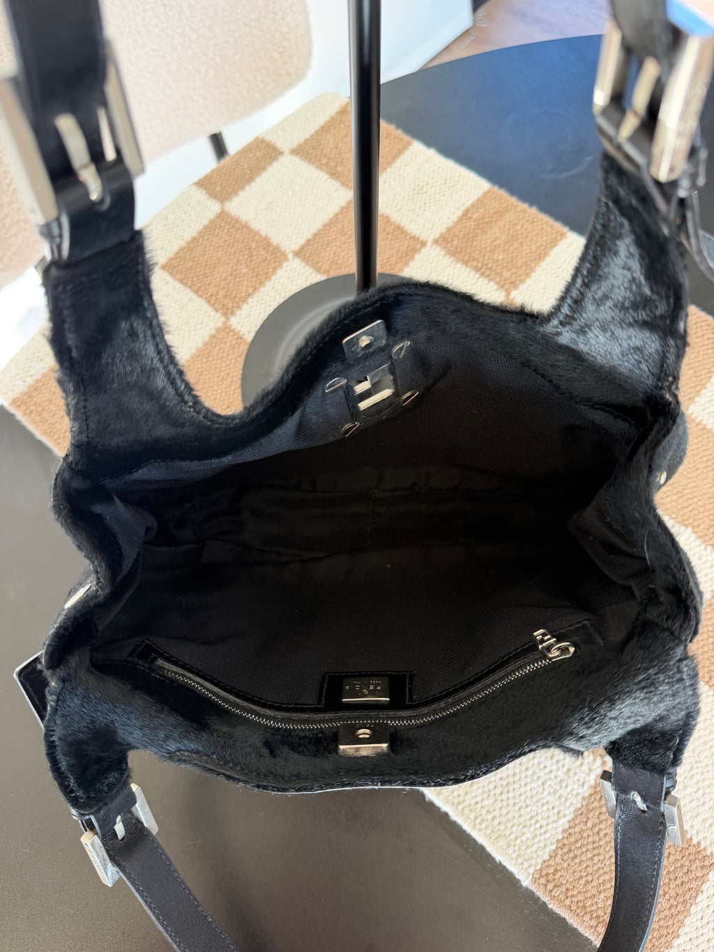 Fendi Vintage Black Pony Hair Shoulder Bag