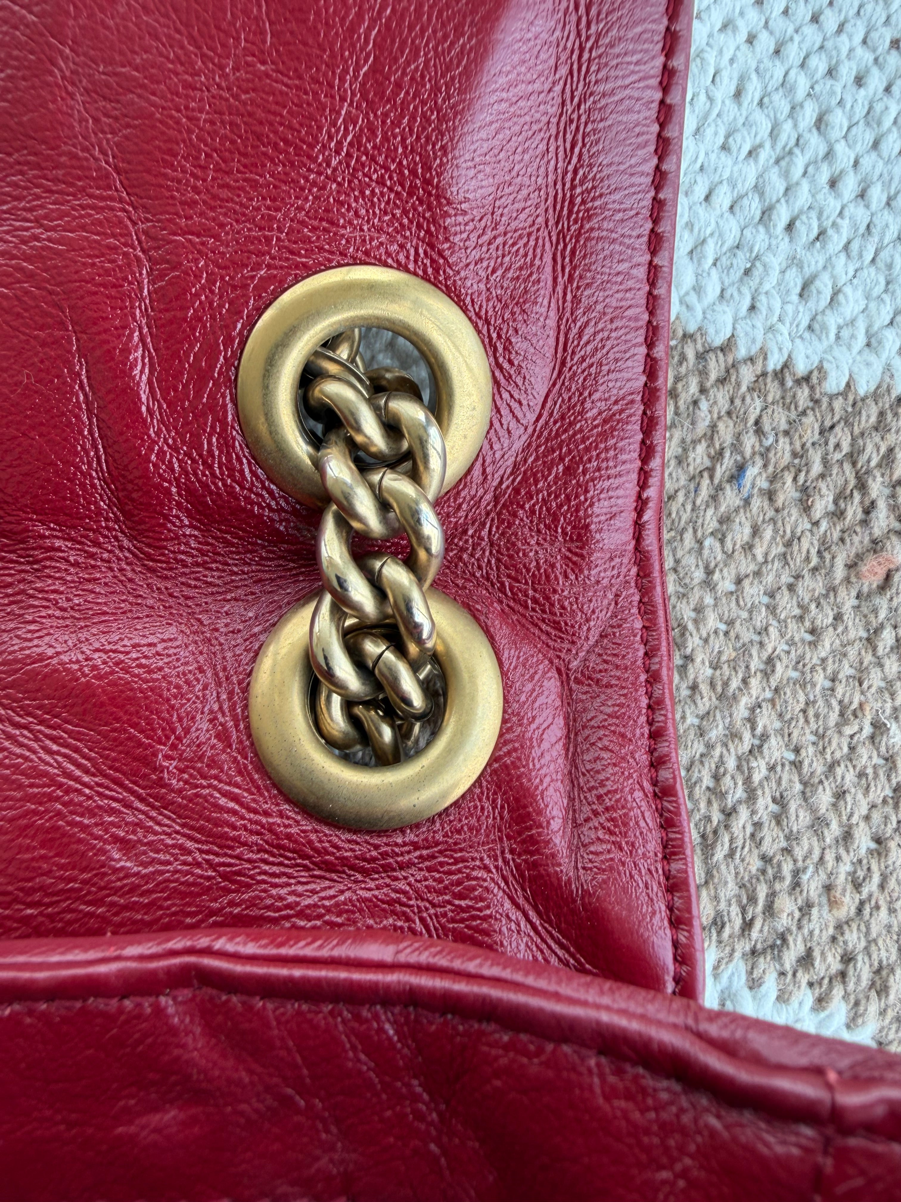 Gucci Vintage Effect Calfskin Matelassé GG Marmont Shoulder Bag