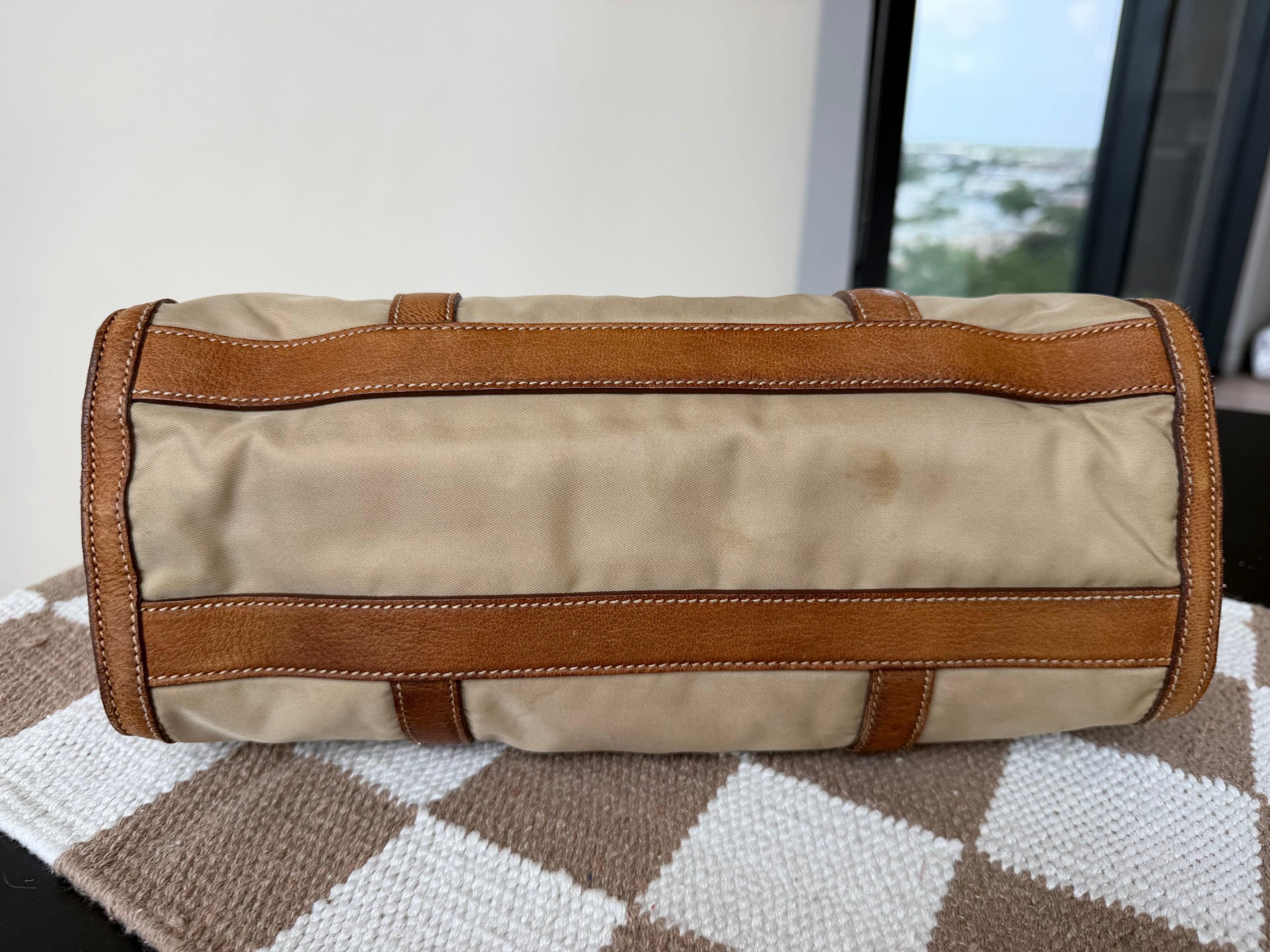 Prada Vintage Tessuto Nylon Vitello Foldover Satchel