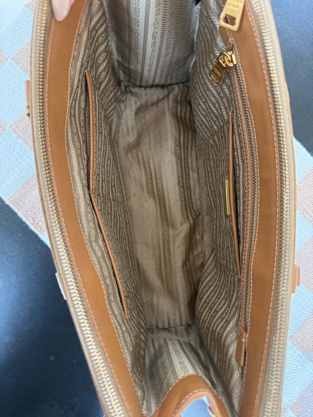 Prada Saffiano Lux Double Zip Executive Tote