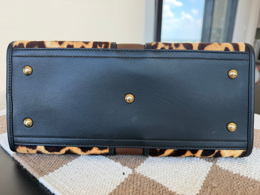 Yves Saint Laurent Leopard Pony Hair Cabas Tote