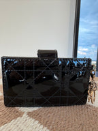 Dior Lady Dior Black Patent Cannage Accordion Wallet