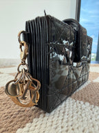 Dior Lady Dior Black Patent Cannage Accordion Wallet