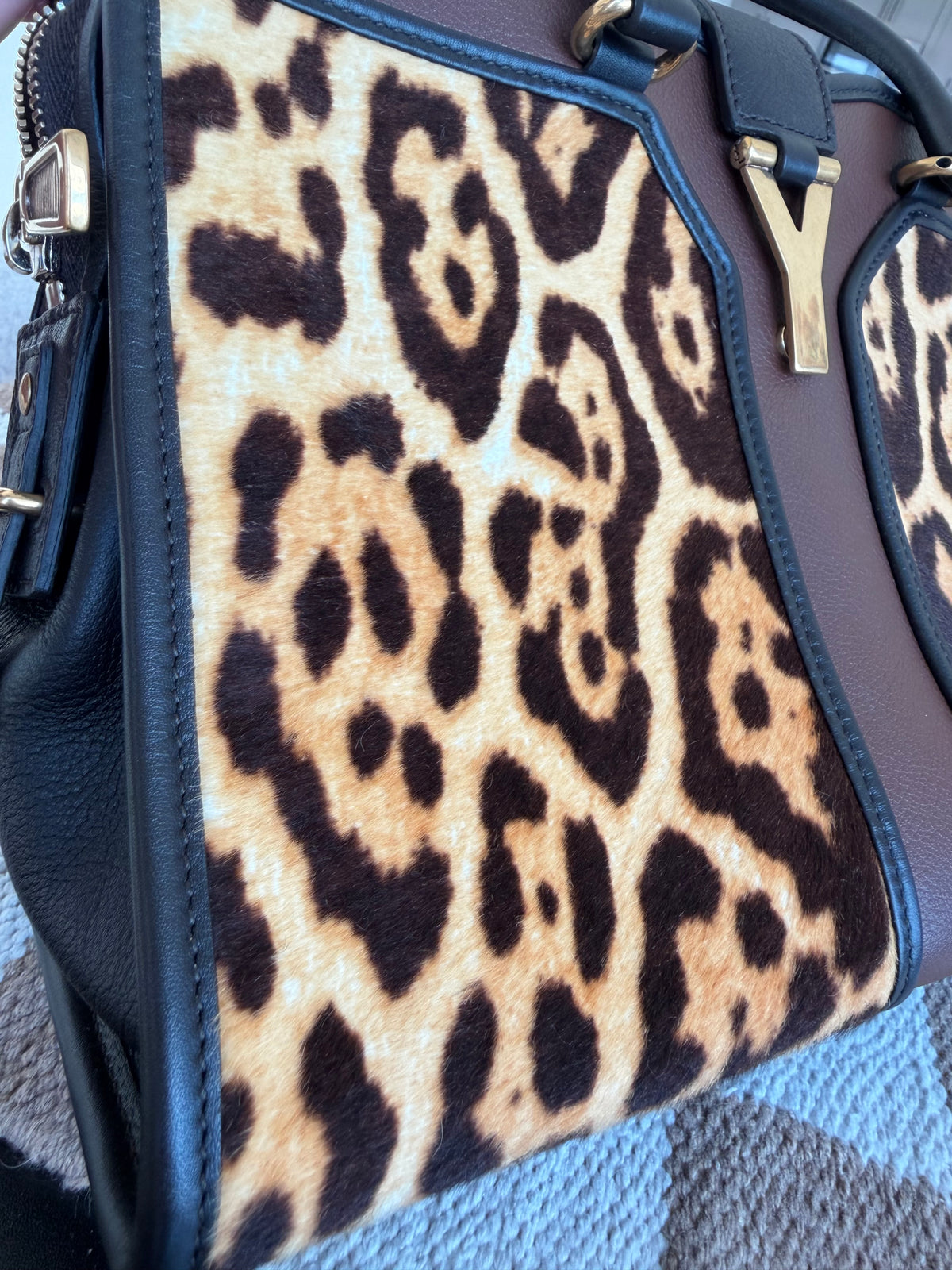 Yves Saint Laurent Leopard Pony Hair Cabas Tote