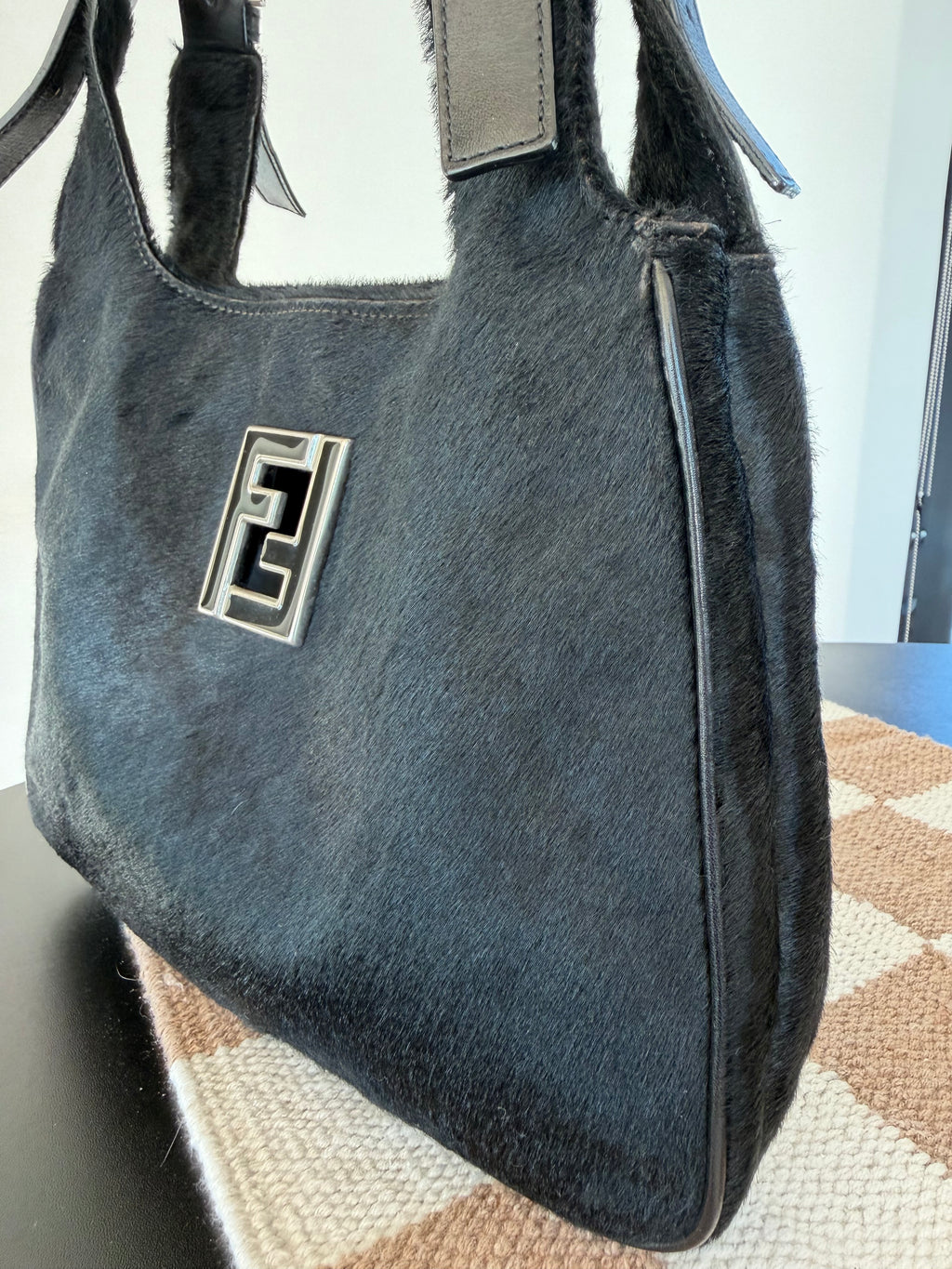 Fendi Vintage Black Pony Hair Shoulder Bag
