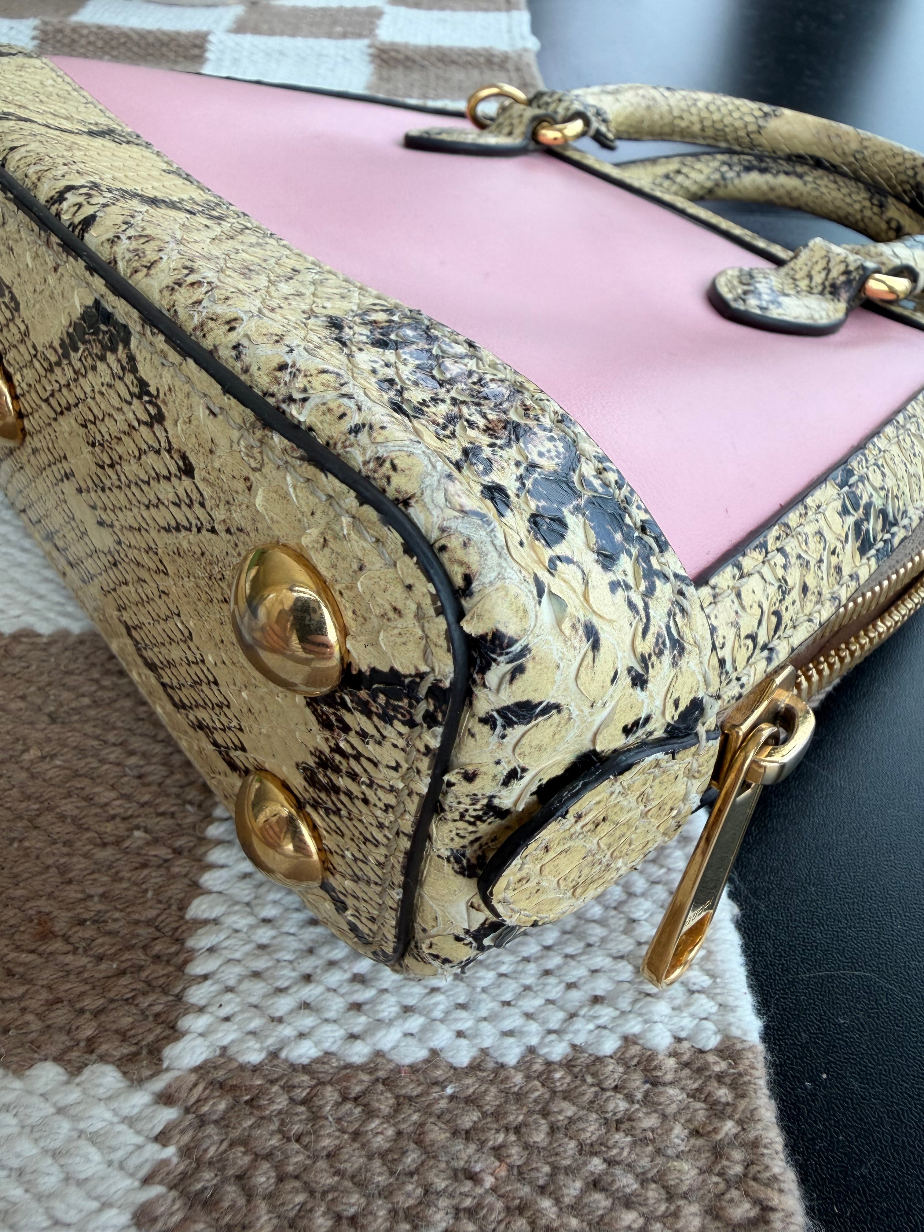 Gucci 1955 Horsebit Top Handle Bag – Limited Edition Python & Pink Leather