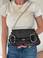 Gucci Horsebit GG Canvas Shoulder Bag