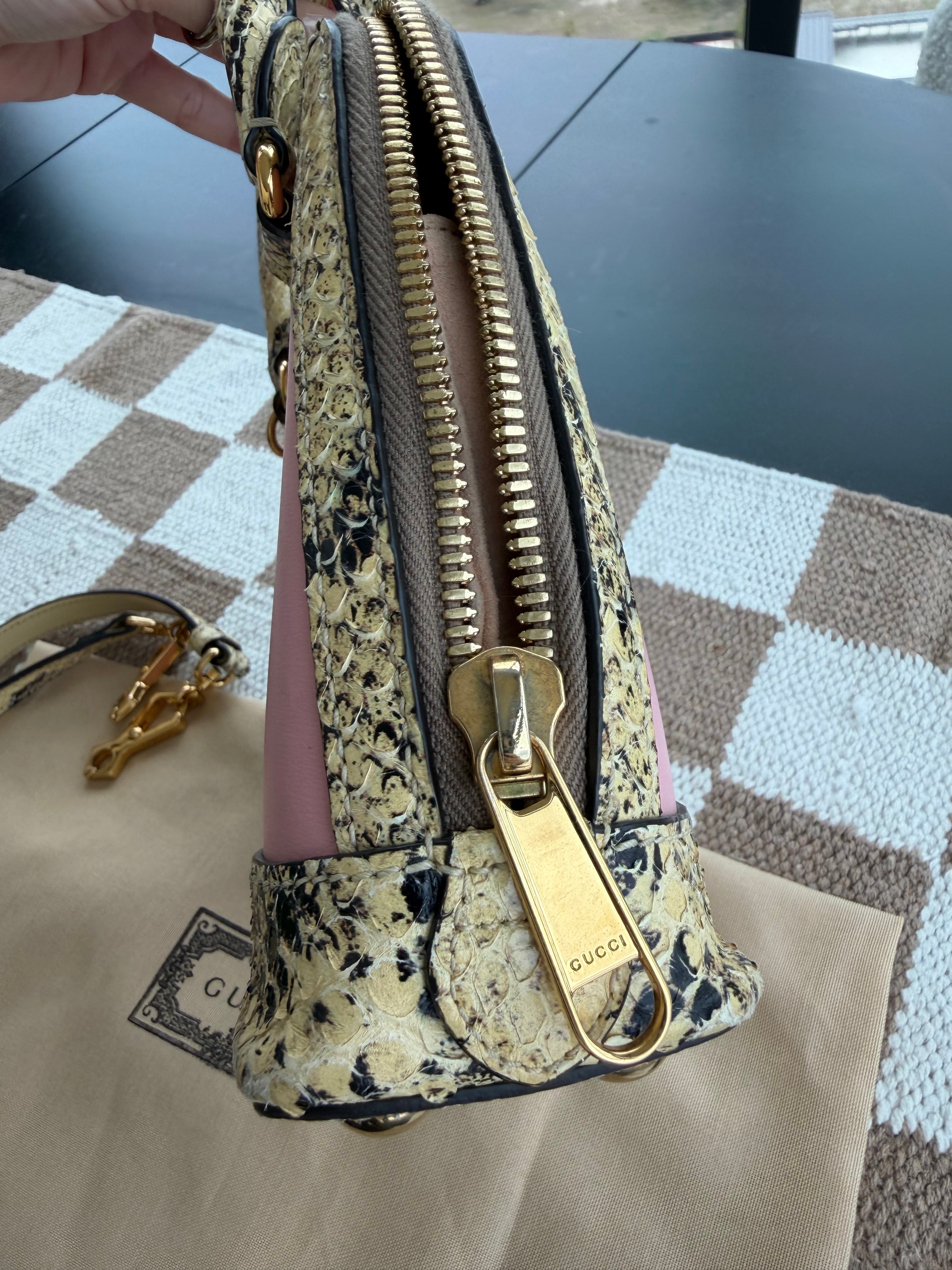 Gucci 1955 Horsebit Top Handle Bag – Limited Edition Python & Pink Leather