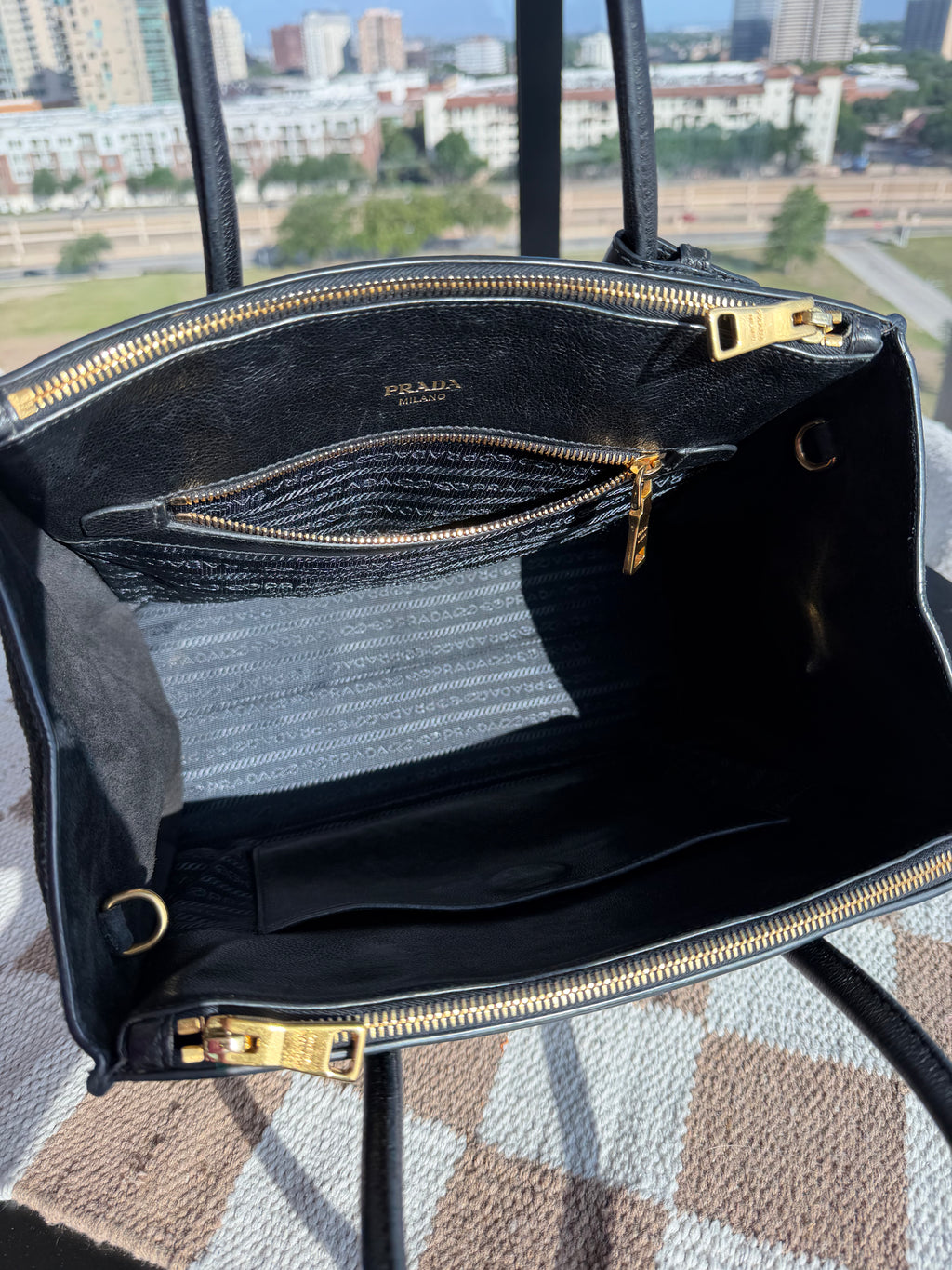 SOLD - Prada Glacé Calfskin + Suede