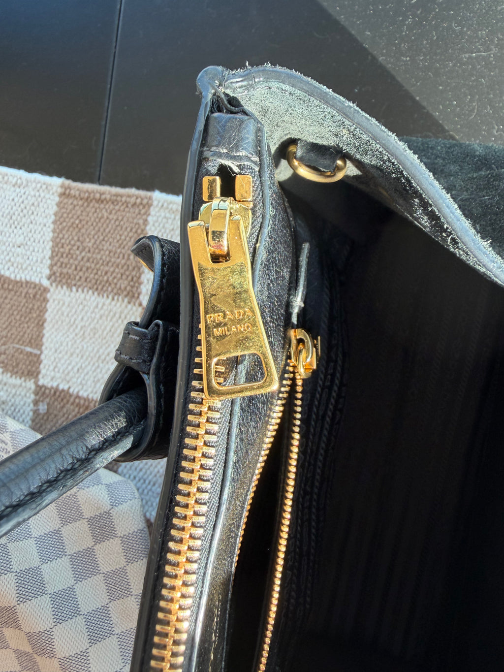 SOLD - Prada Glacé Calfskin + Suede