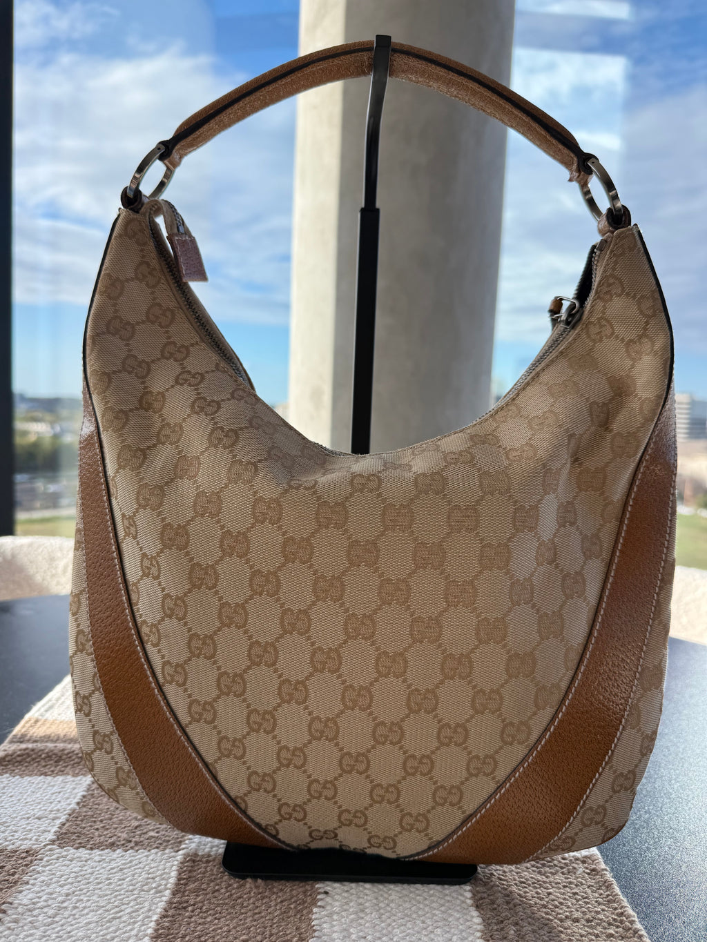 SOLD Vintage Gucci GG Canvas Crescent Hobo Shoulder Bag