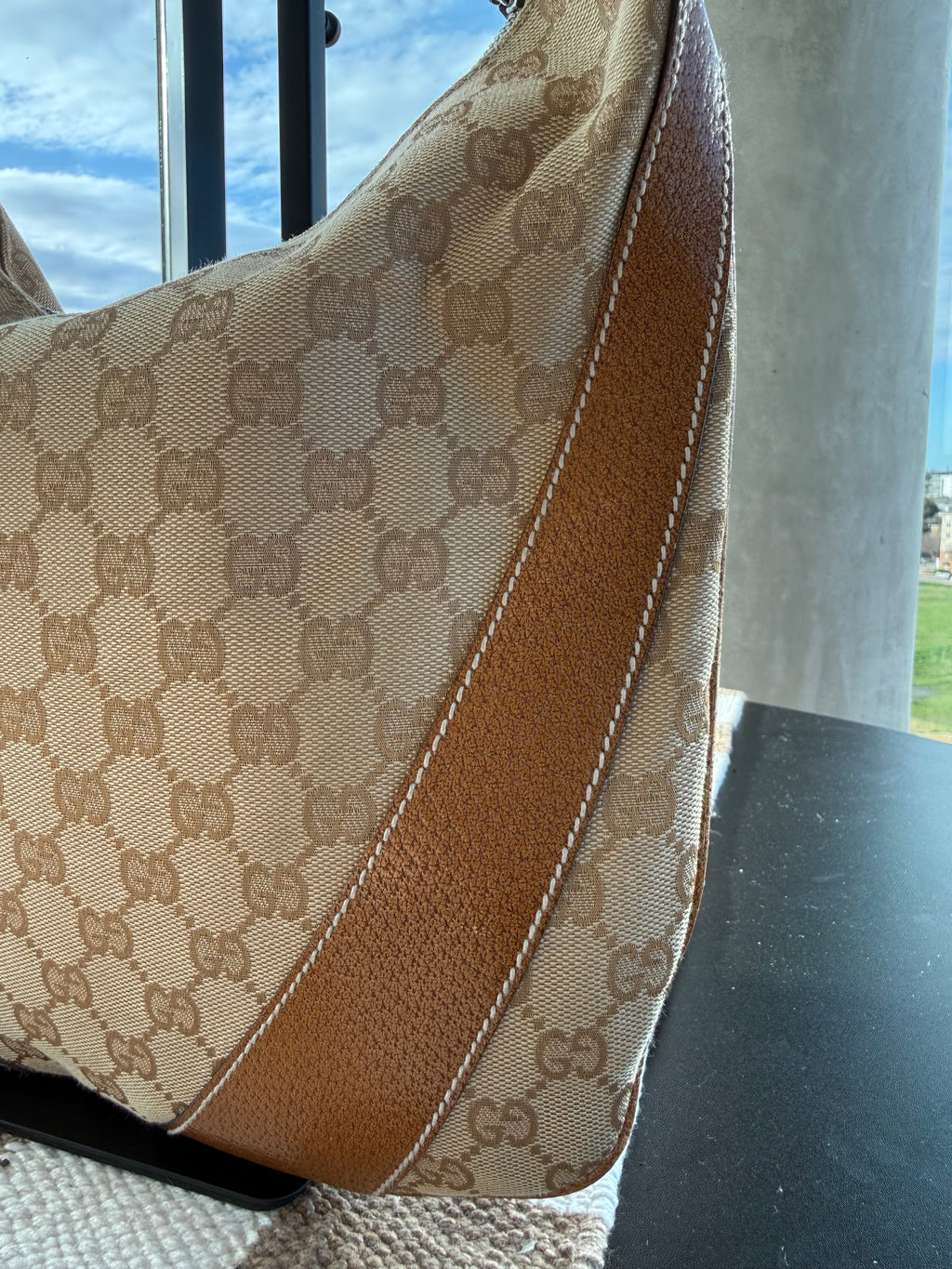 SOLD Vintage Gucci GG Canvas Crescent Hobo Shoulder Bag