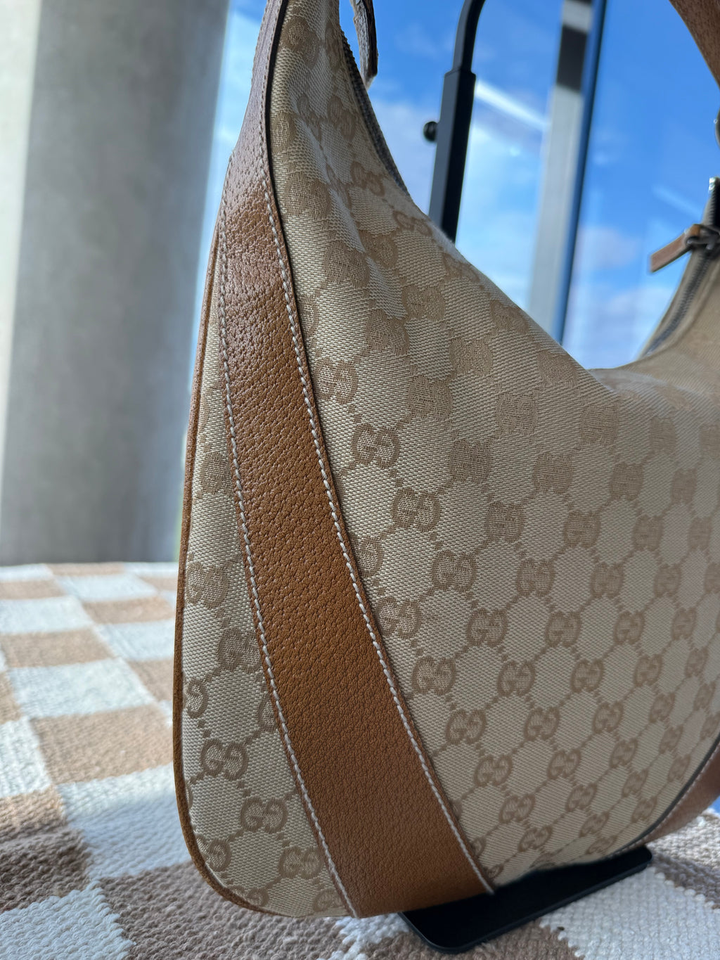 SOLD Vintage Gucci GG Canvas Crescent Hobo Shoulder Bag