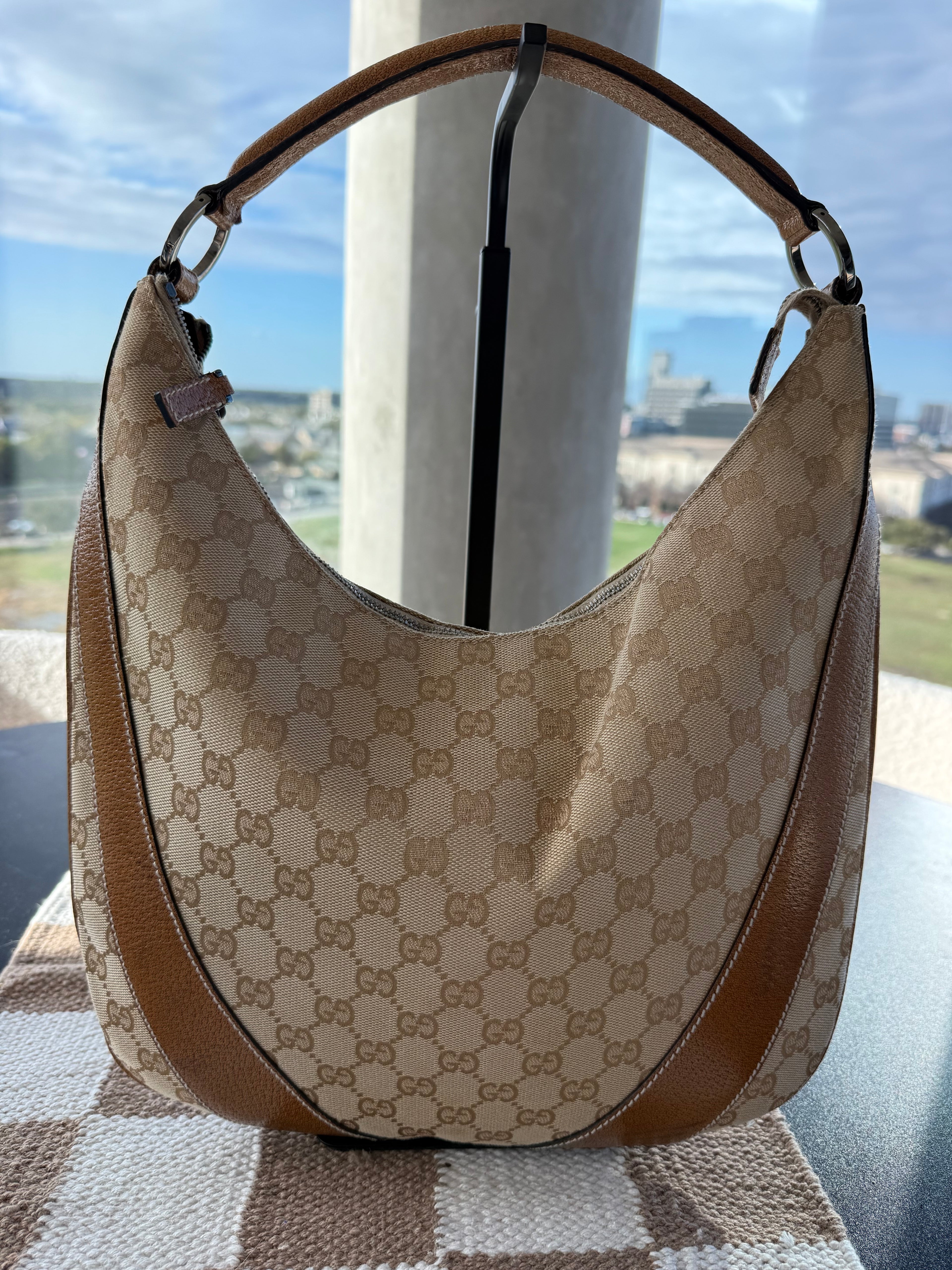 SOLD Vintage Gucci GG Canvas Crescent Hobo Shoulder Bag