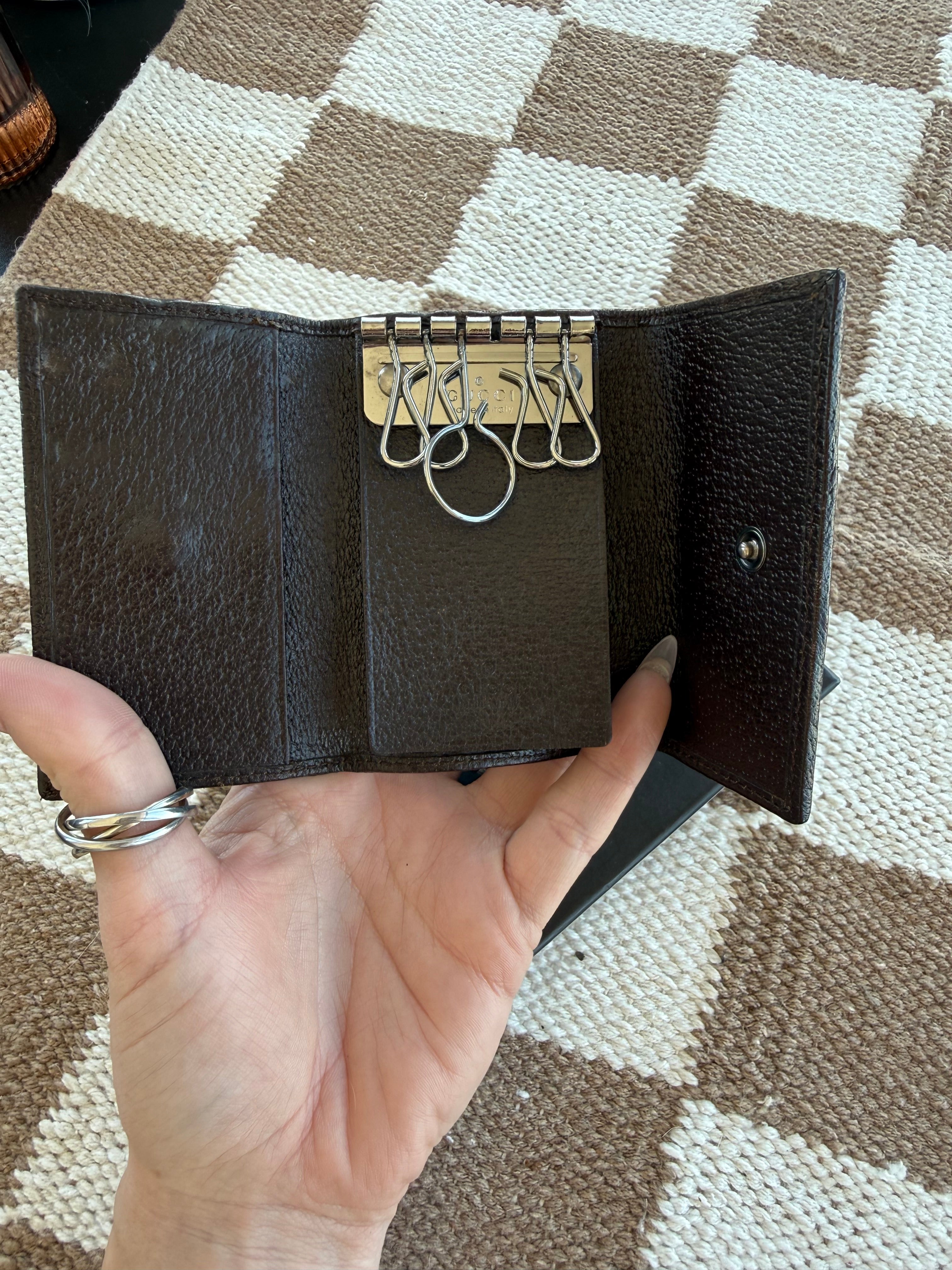 Gucci GG Supreme Web Stripe Key Holder- 6 Ring FULL SET