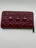 Christian Dior Lady Dior Patent Cannage Zip Wallet