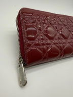 Christian Dior Lady Dior Patent Cannage Zip Wallet