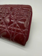 Christian Dior Lady Dior Patent Cannage Zip Wallet