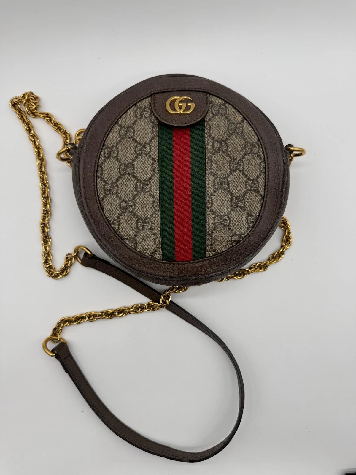 Gucci Ophidia GG Web Crossbody Mini Brown Canvas/Leather
