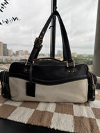SOLD - Gucci Vintage East West Cream and Black Satchel