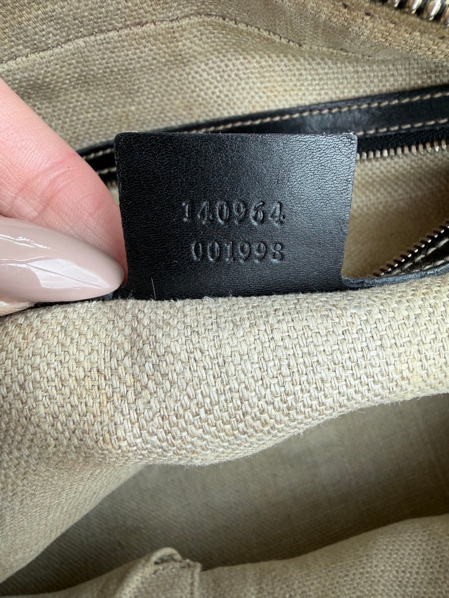 SOLD - Gucci Vintage East West Cream and Black Satchel