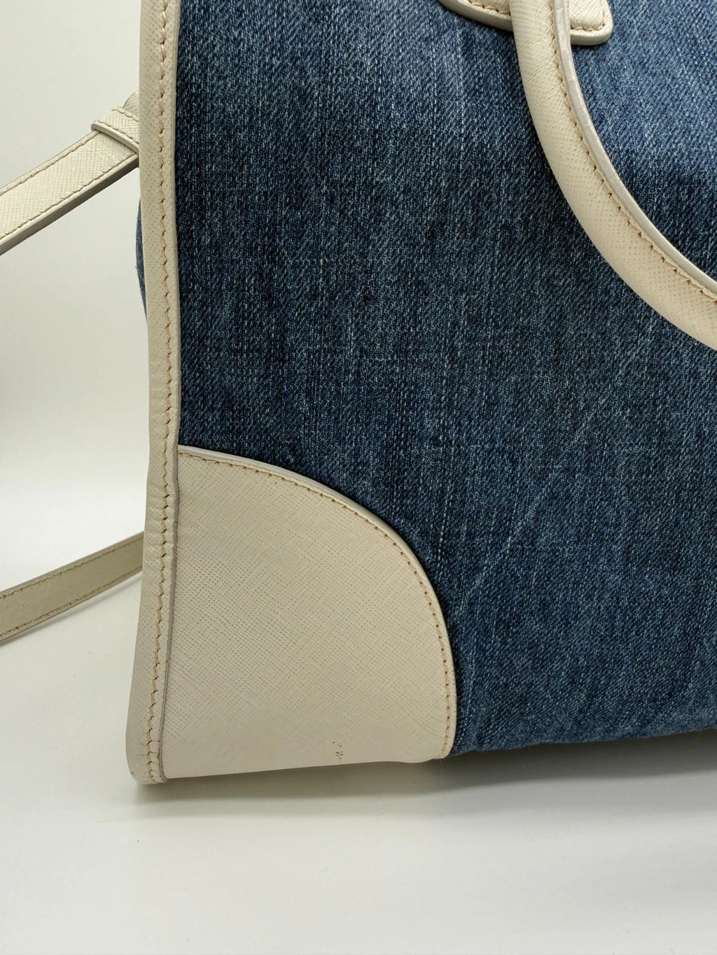 Prada Denim & Saffiano Leather Bauletto Bag