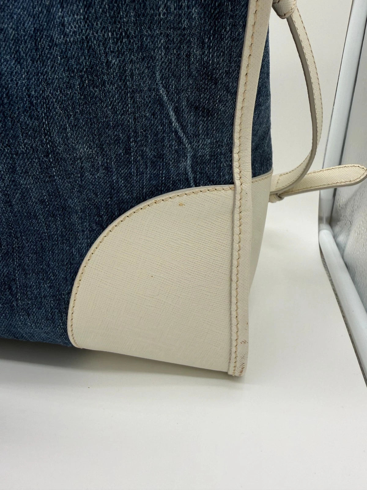 Prada Denim & Saffiano Leather Bauletto Bag