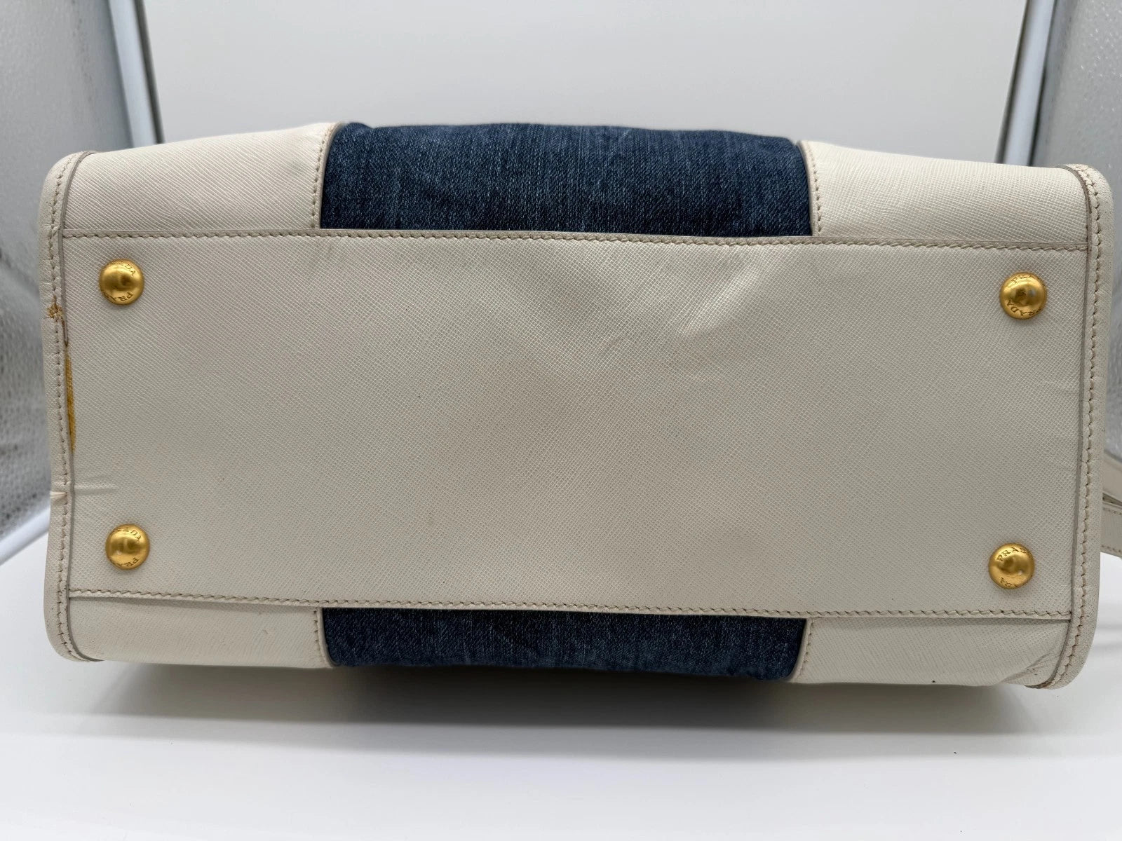 Prada Denim & Saffiano Leather Bauletto Bag