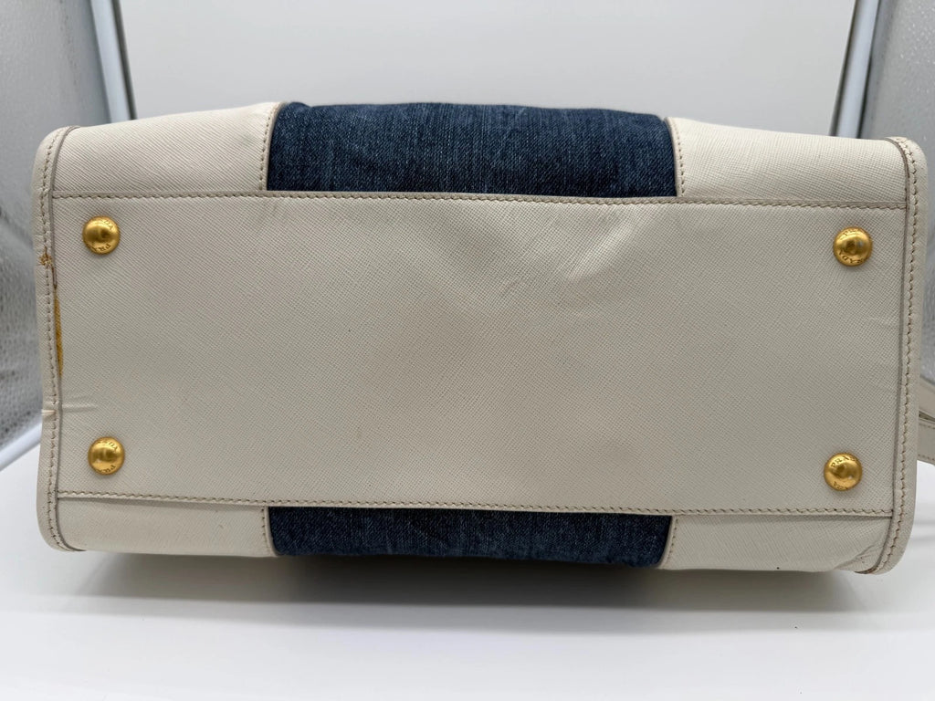 Prada Denim & Saffiano Leather Bauletto Bag