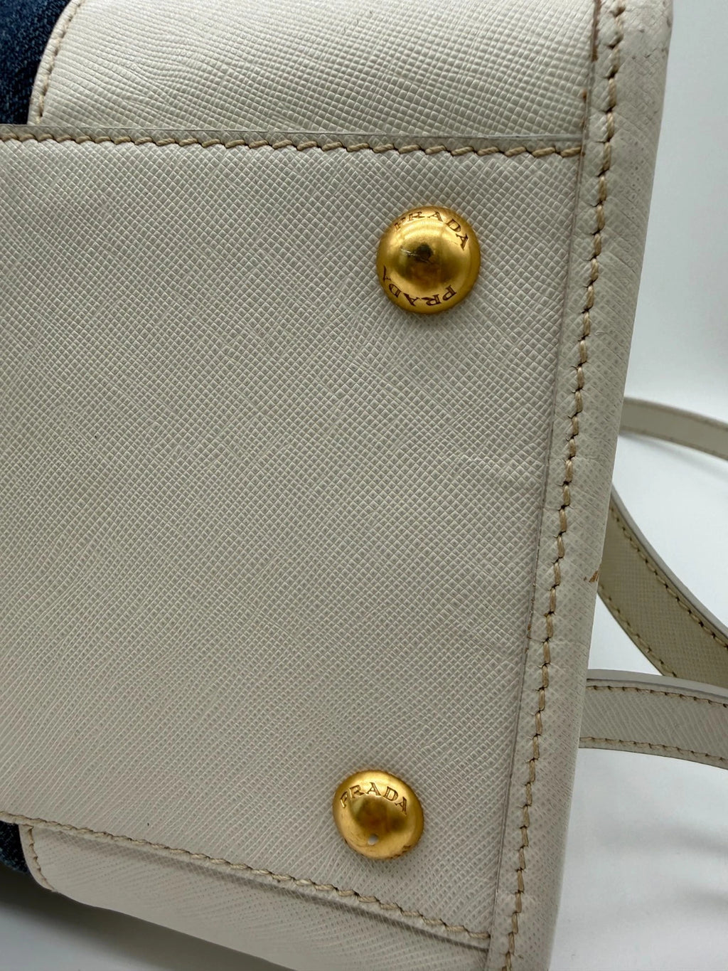 Prada Denim & Saffiano Leather Bauletto Bag