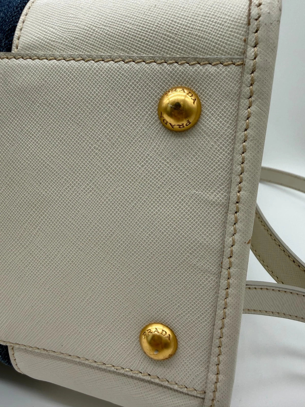 Prada Denim & Saffiano Leather Bauletto Bag