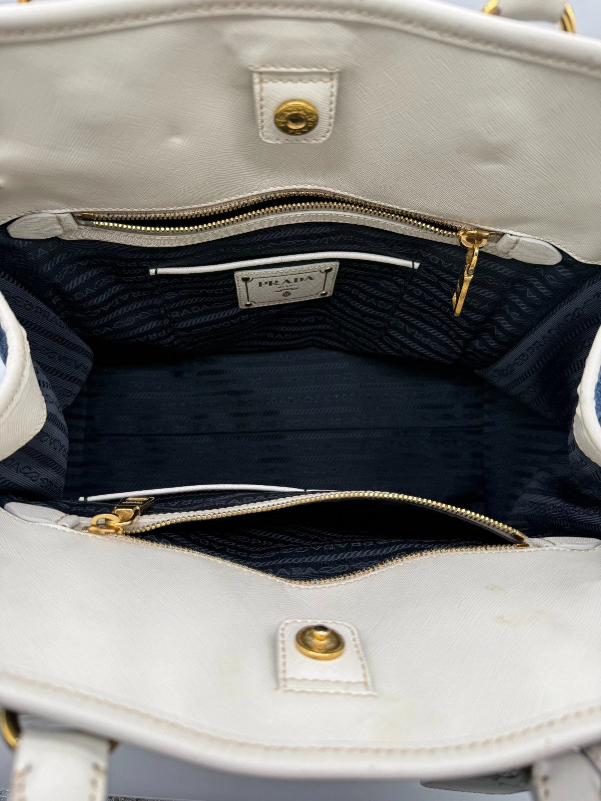 Prada Denim & Saffiano Leather Bauletto Bag