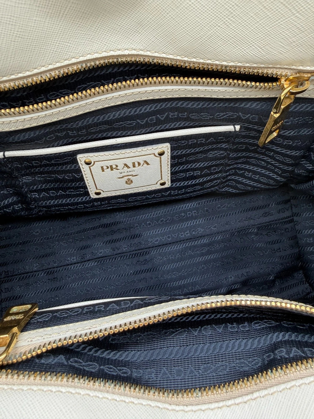 Prada Denim & Saffiano Leather Bauletto Bag