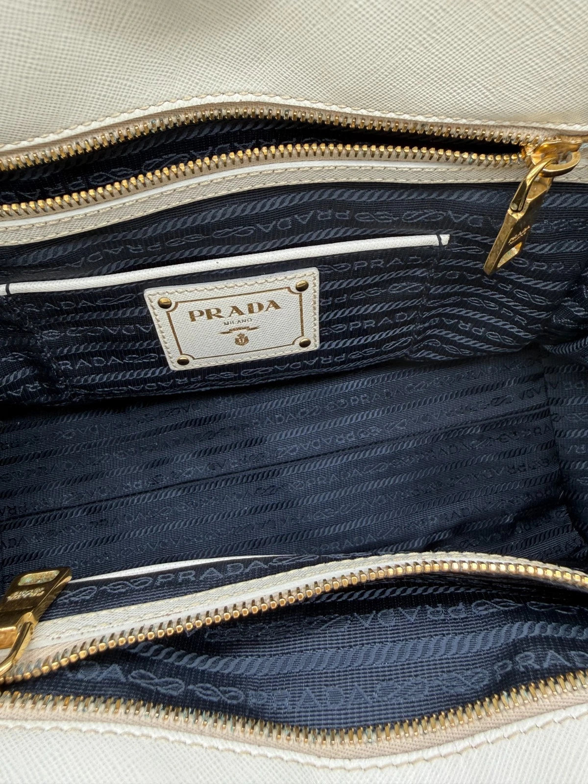 Prada Denim & Saffiano Leather Bauletto Bag
