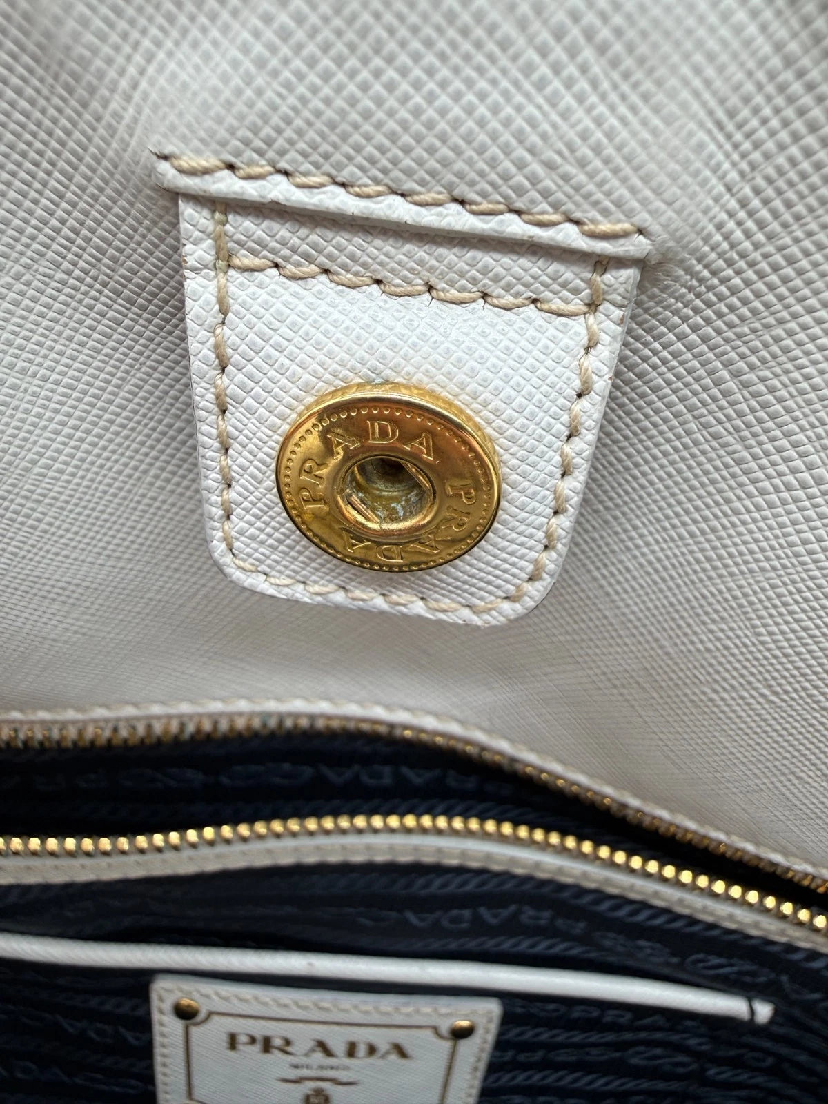 Prada Denim & Saffiano Leather Bauletto Bag