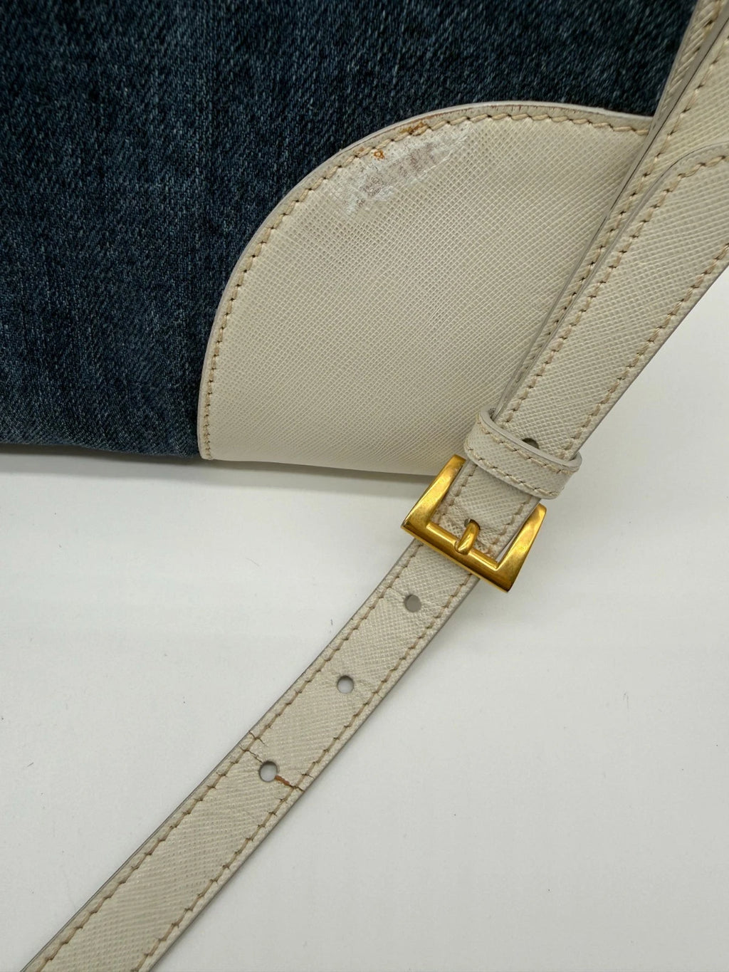 Prada Denim & Saffiano Leather Bauletto Bag