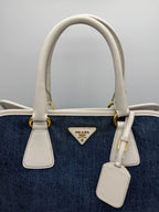 Prada Denim & Saffiano Leather Bauletto Bag