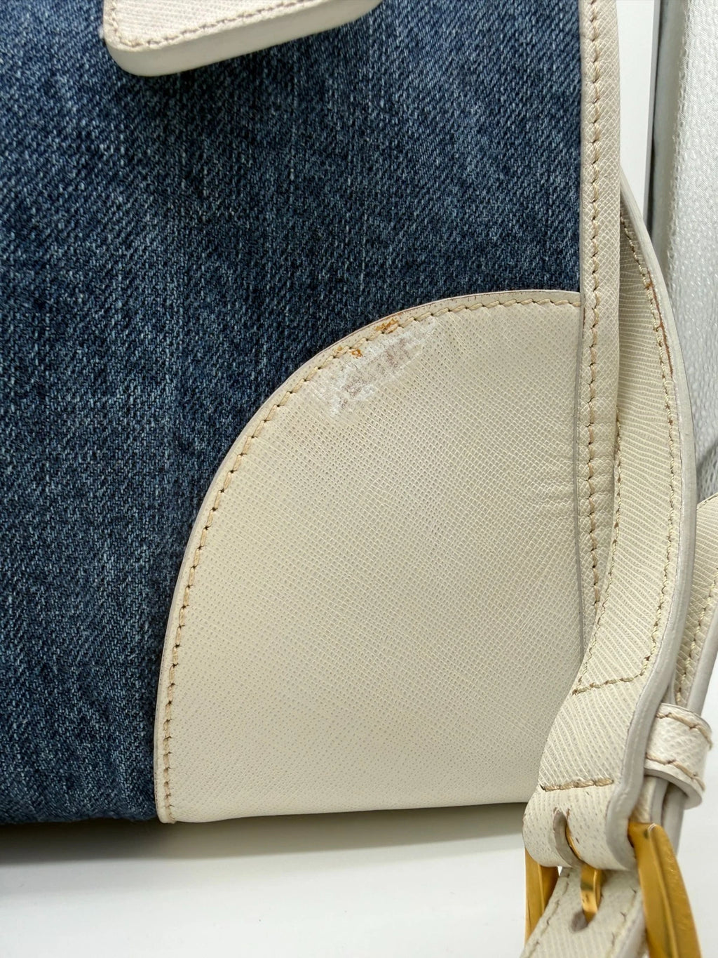 Prada Denim & Saffiano Leather Bauletto Bag